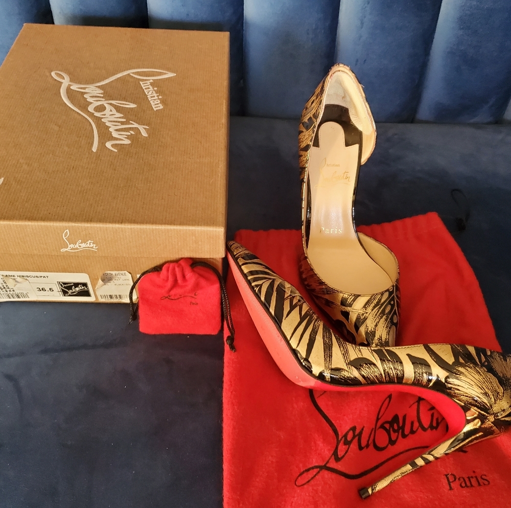 Christian Louboutin Iriza Black Gold 100mm 36.5 - Picture 6 of 6
